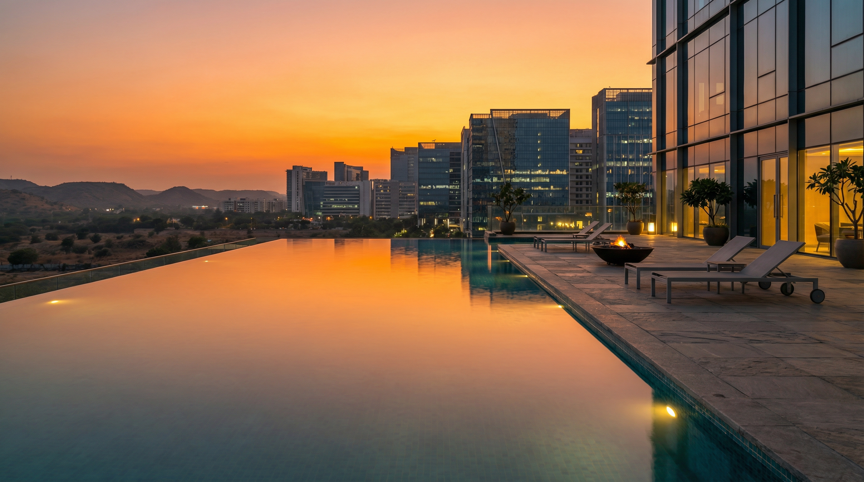 Infinity pool with skyline